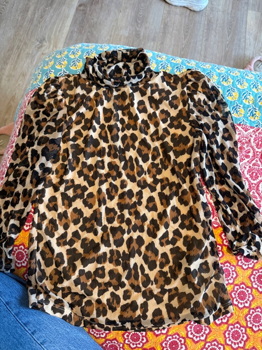 Leopard Print Turtleneck Women's Top - Brown/Black. Katherine Malandrino. Small